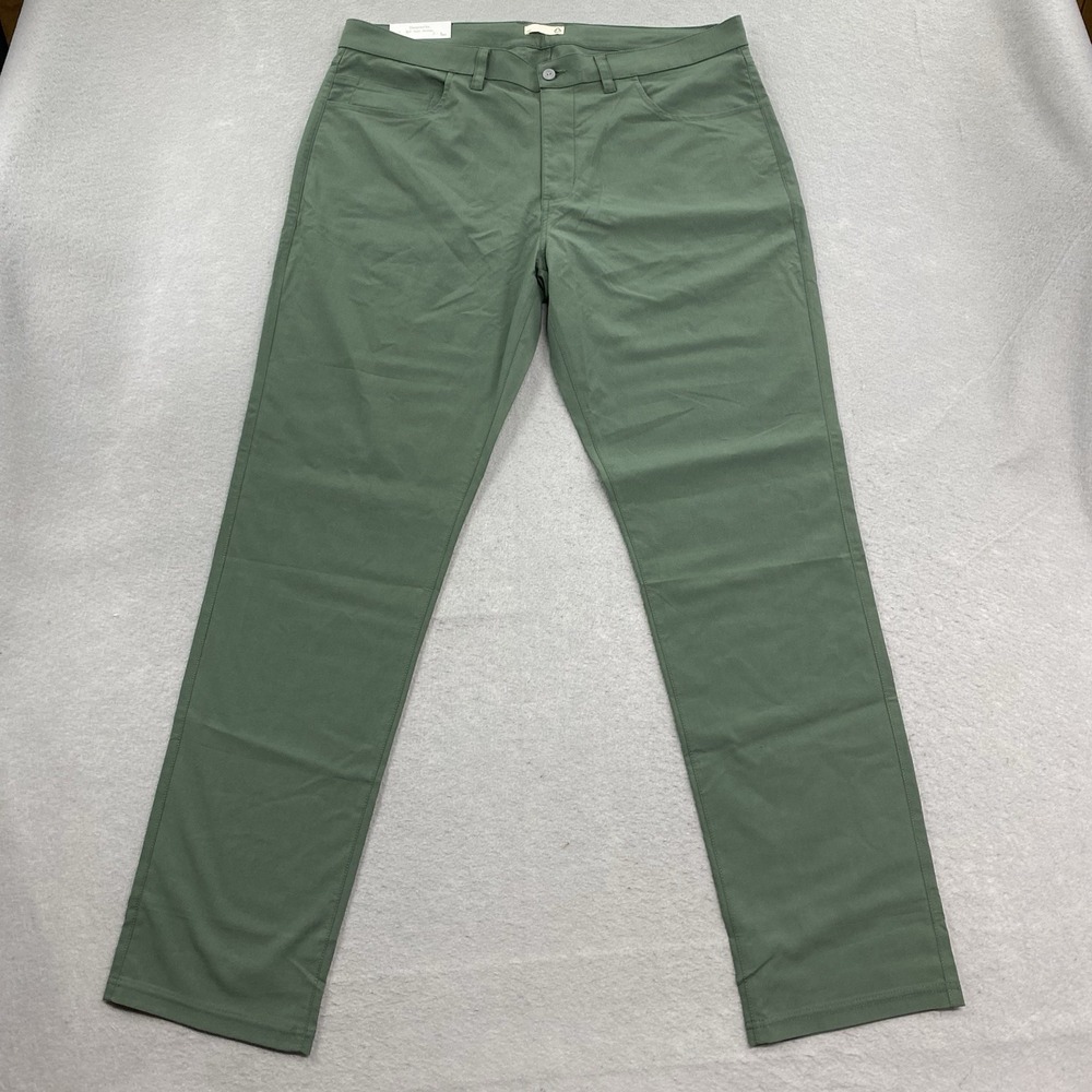 Tasc Pants Mens 38x34 Green Motion Pant Straight 5 Pocket Flat Front
